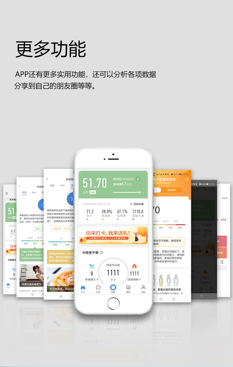 代发蓝牙智能体脂秤精准家用脂肪称成人女生宿舍电子秤体重秤重计详情8