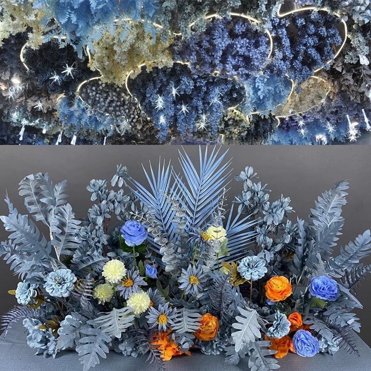 新款婚礼装饰婚庆花艺仿真花吊顶假花塑料花地排花引路T台插花详情16