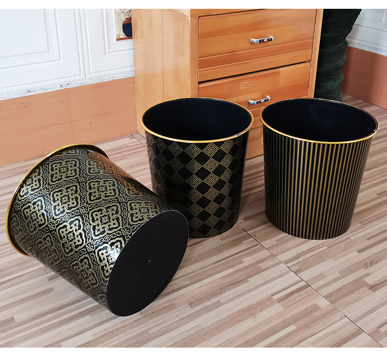 Golden Edge trash can, household kitchen and bathroom garbage storage plastic trash can, wastebasket pic 3