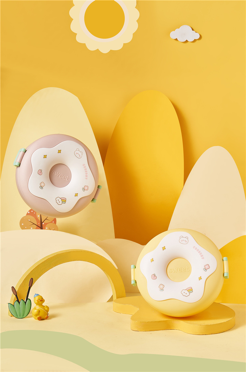 Donut lunch box, cute children, large-capacity compartments, baby food box with lid, portable student lunch box, PP bento box pic 6
