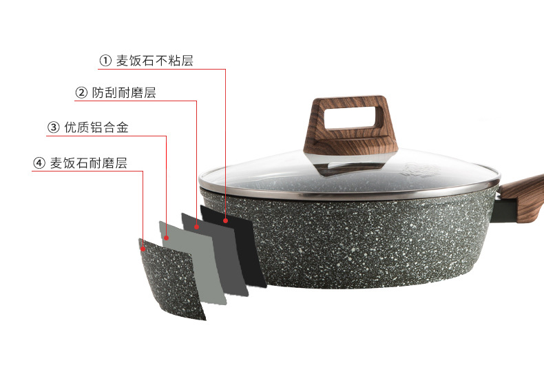 Factory direct sales of tourmaline non-stick pans, deep frying pans, flat pans, woks, soup POTS, induction cookers and gas stoves, universal pic 6