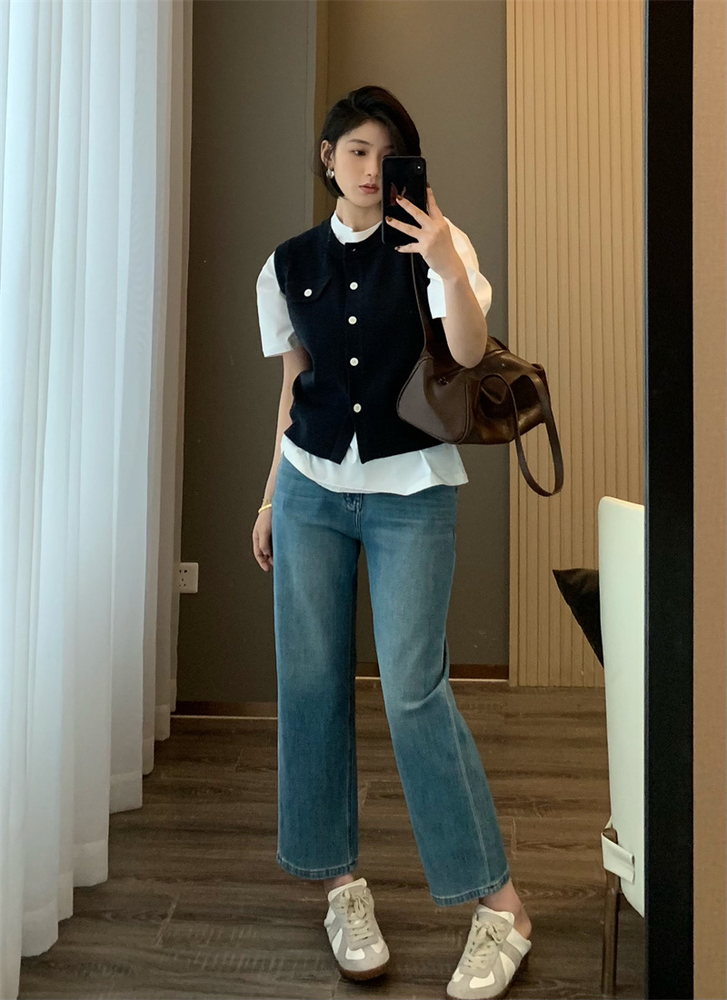 朵妮DN 莱赛尔亚麻360四面弹春夏亚麻透气高腰显瘦法棍裤牛仔裤女详情25