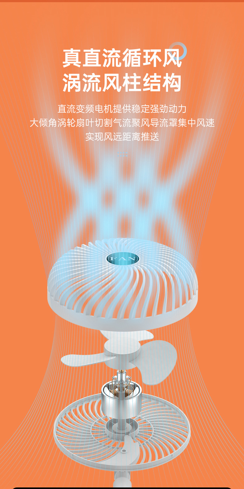 跨境新品折叠伸缩无线桌面小风扇USB充电便携式户外宿舍厂家直销详情5