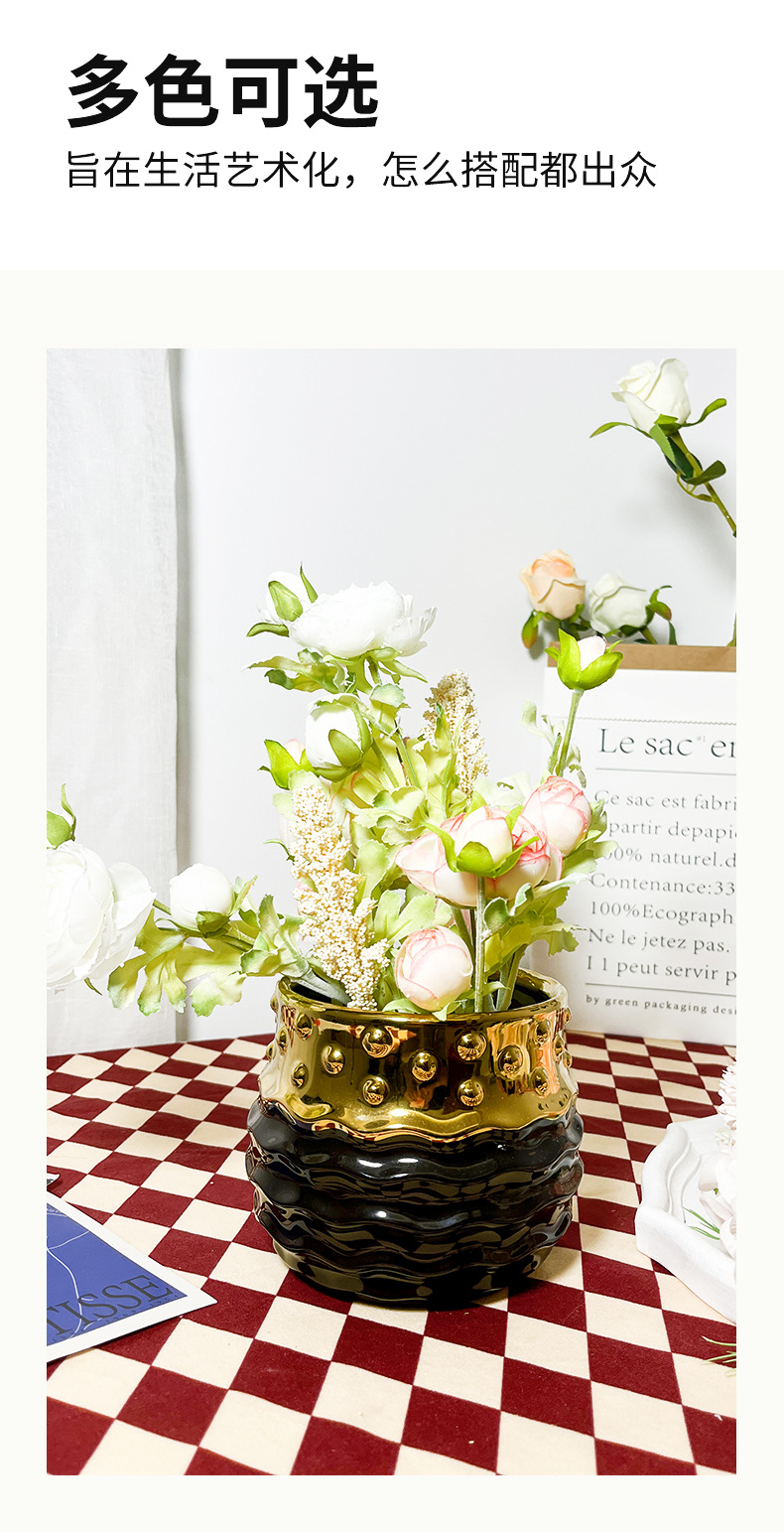 chinagoods large white ceramic flowerpot with a wide mouth, simple and personalized hotel and home tabletop, green plant dry vase, decorative item, flower arrangement pic 3