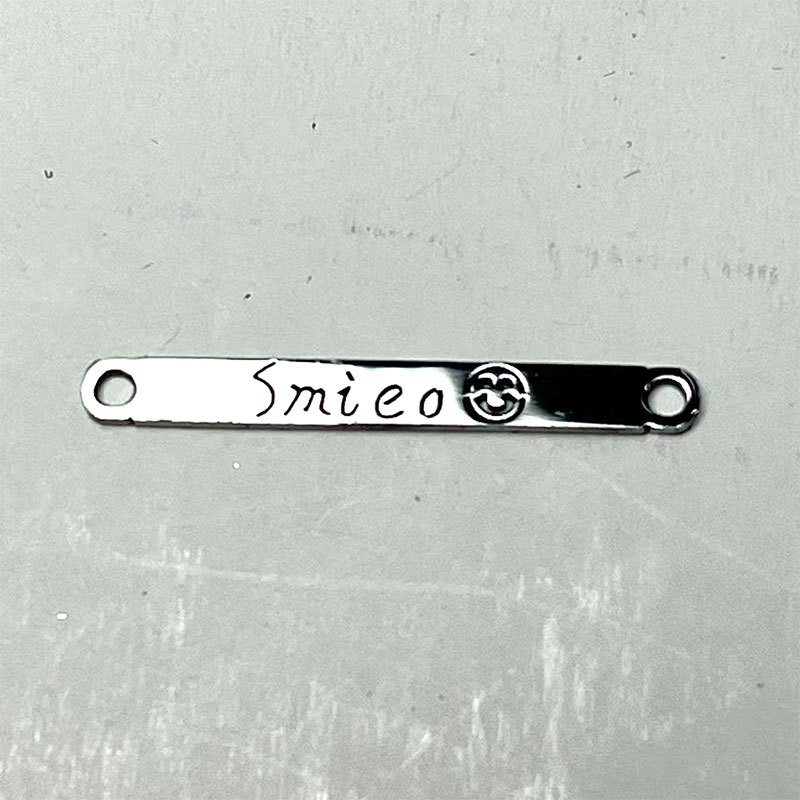 Smile long bar pendant DIY bracelet necklace accessory Double ring long curved bar letter smiling face necklace pendant, stainless steel pic 2
