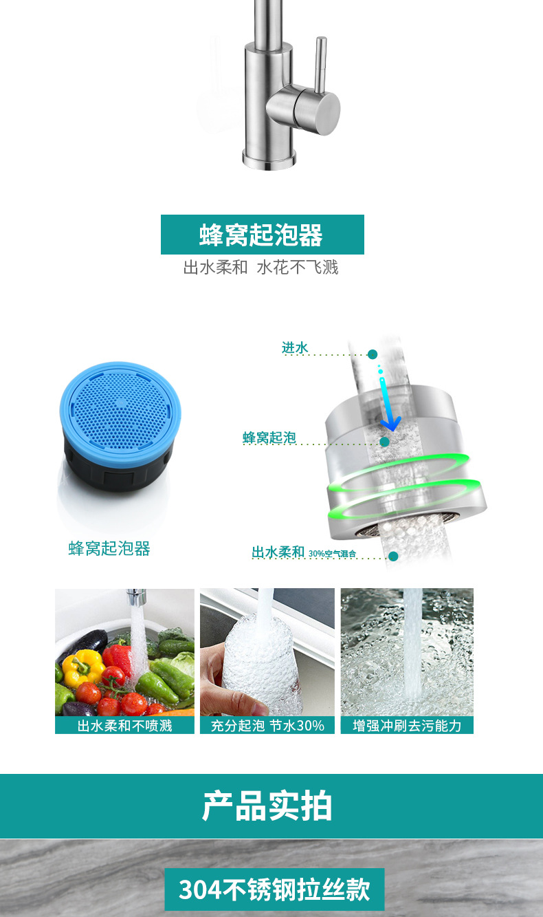 Faao Sanitary Ware 304 stainless steel pull-out kitchen faucet, double water outlet cold and hot sink faucet pic 28