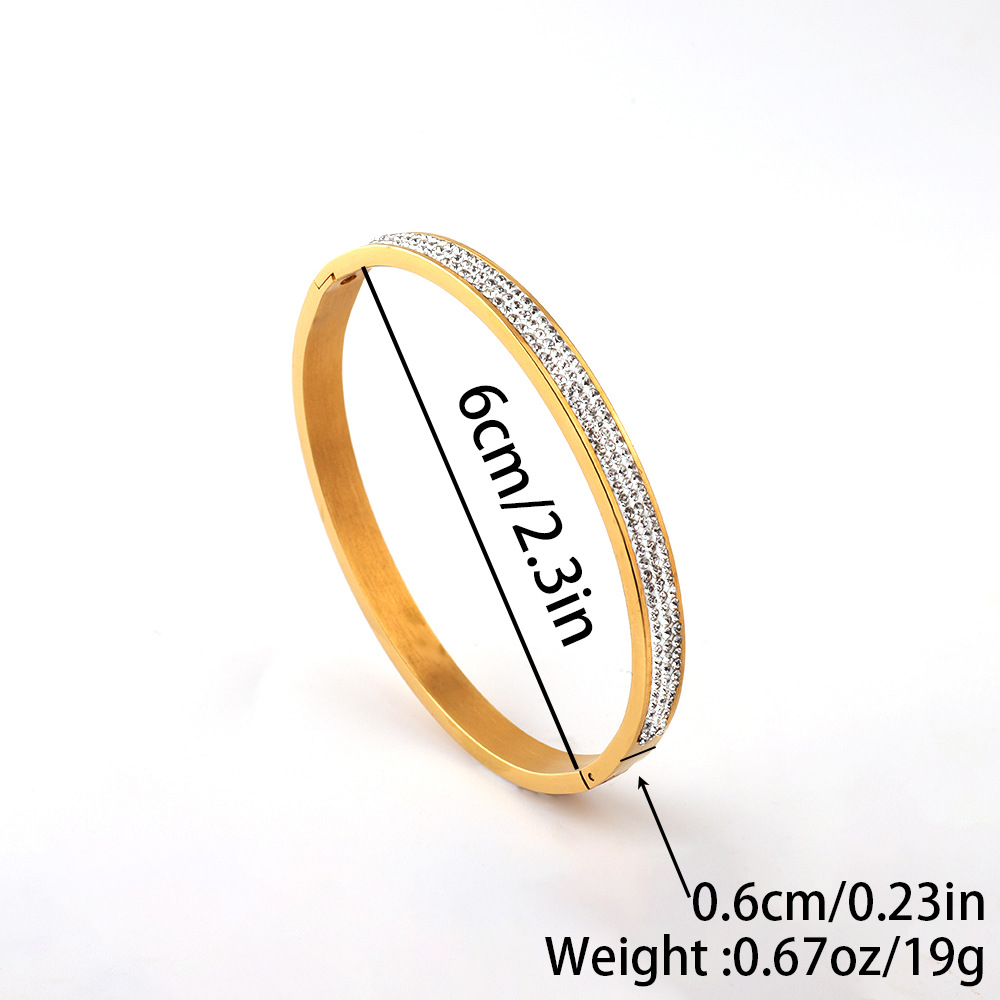 Titanium steel bracelet vacuum electroplated without color fading stainless steel bracelet, a niche and versatile light luxury high-end full diamond bracelet pic 9