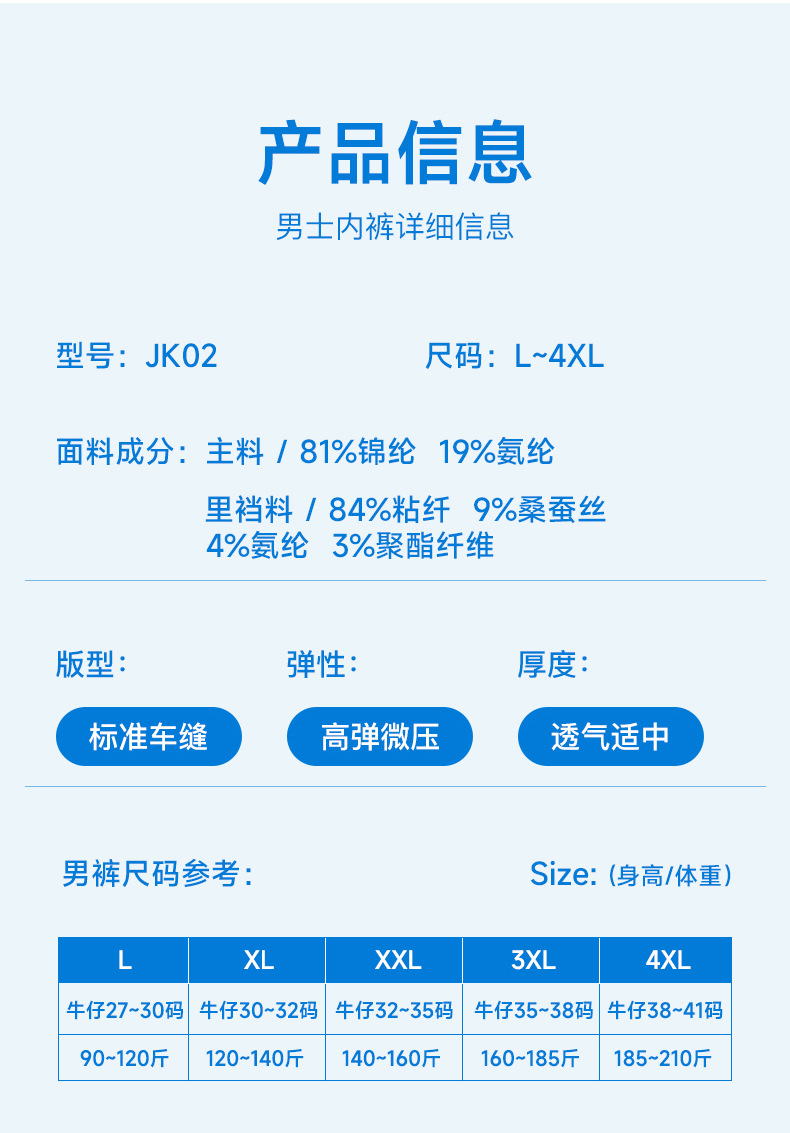 2024新款冰丝裸感中腰内裤男舒适7A抗菌桑蚕丝里裆男士内裤批发详情13