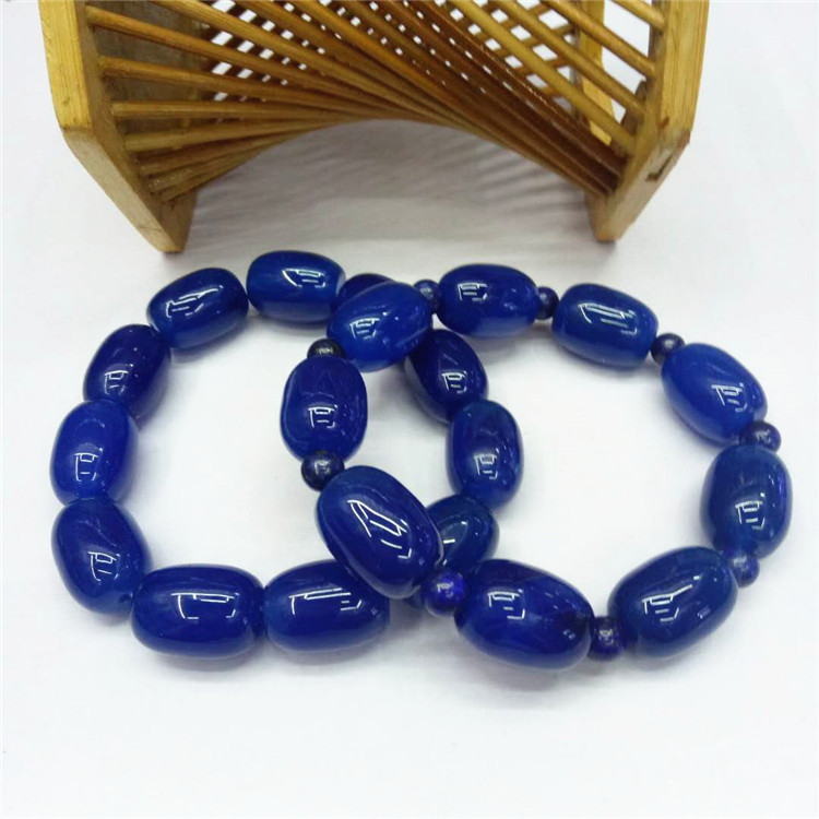 The new popular jewelry, natural blue agate bucket bead bracelet, DIY drum bead and natural stone bracelet, is selling well pic 1