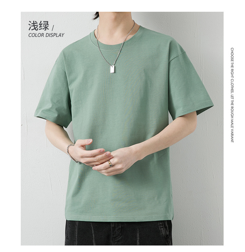 短袖t恤男潮牌夏季纯棉男士圆领半袖宽松打底衫男纯色基础款体恤详情25