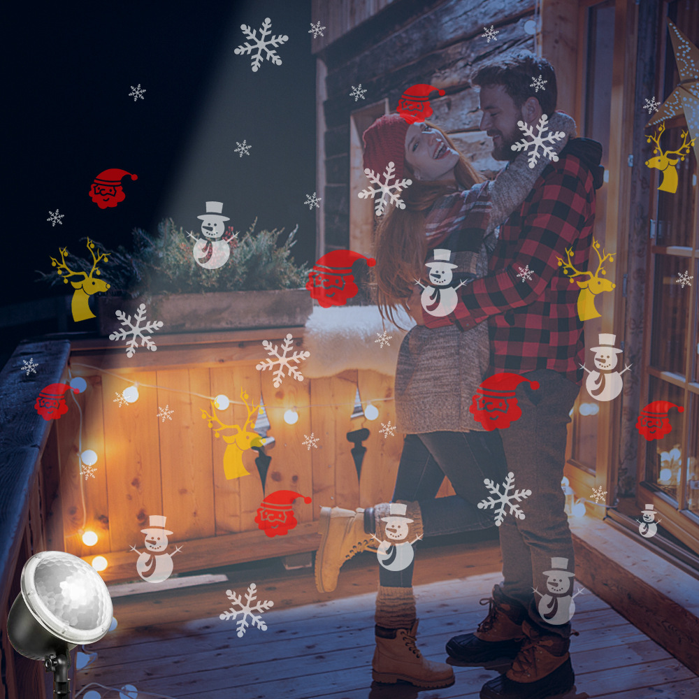 New cross-border exclusive dynamic Christmas pattern lights, outdoor waterproof RF remote control Christmas snow lights, lawn lights pic 13