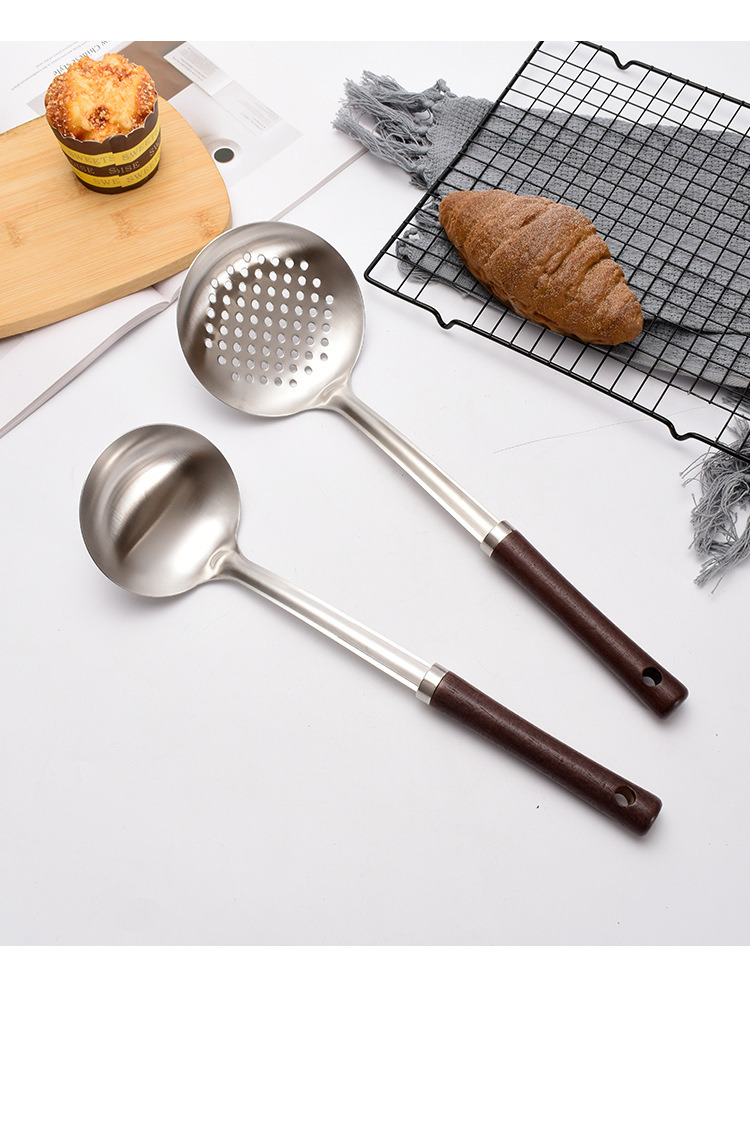 不锈钢锅铲套装防烫木柄炒菜铲子家用汤勺漏勺厨房用品厂家直销详情14