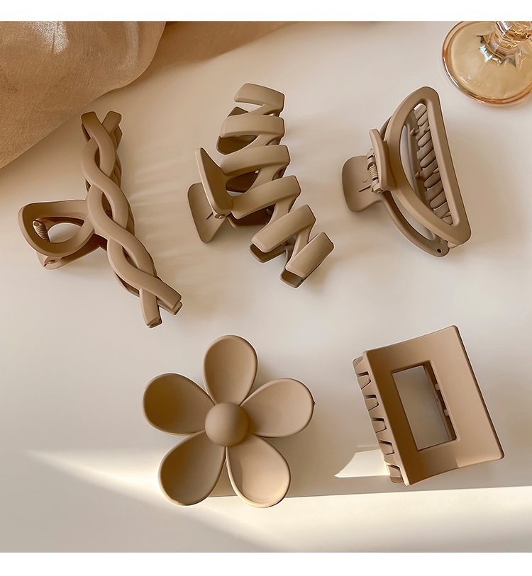 韩版奶茶色大号后脑勺抓夹少女盘发发夹鲨鱼夹子优雅气质发卡发饰详情10