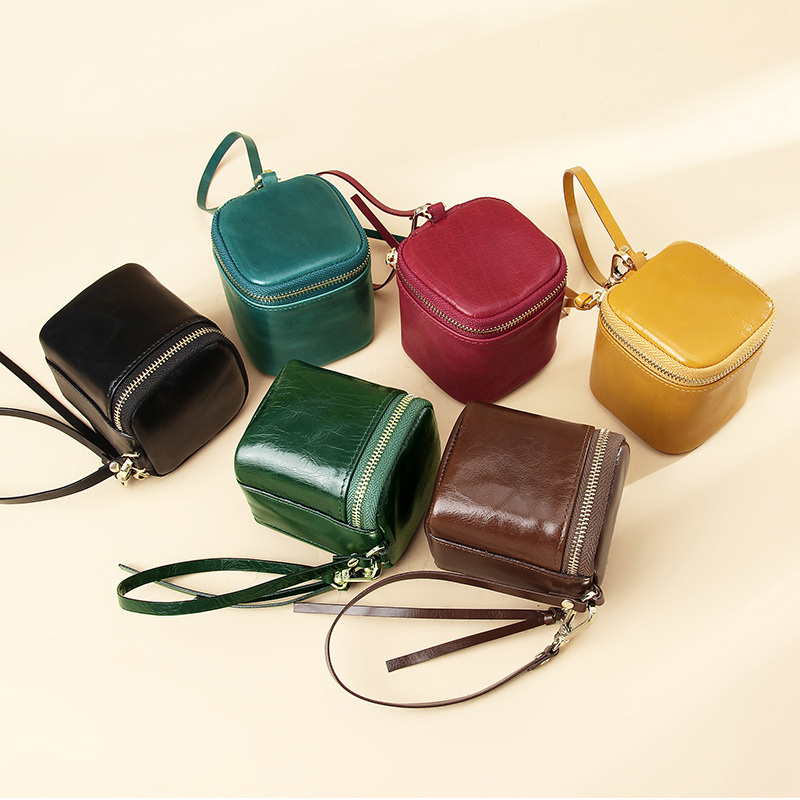 跨境头层牛皮手拿小钱包多卡位钥匙扣硬币零钱袋手拎真皮零钱包女详情13