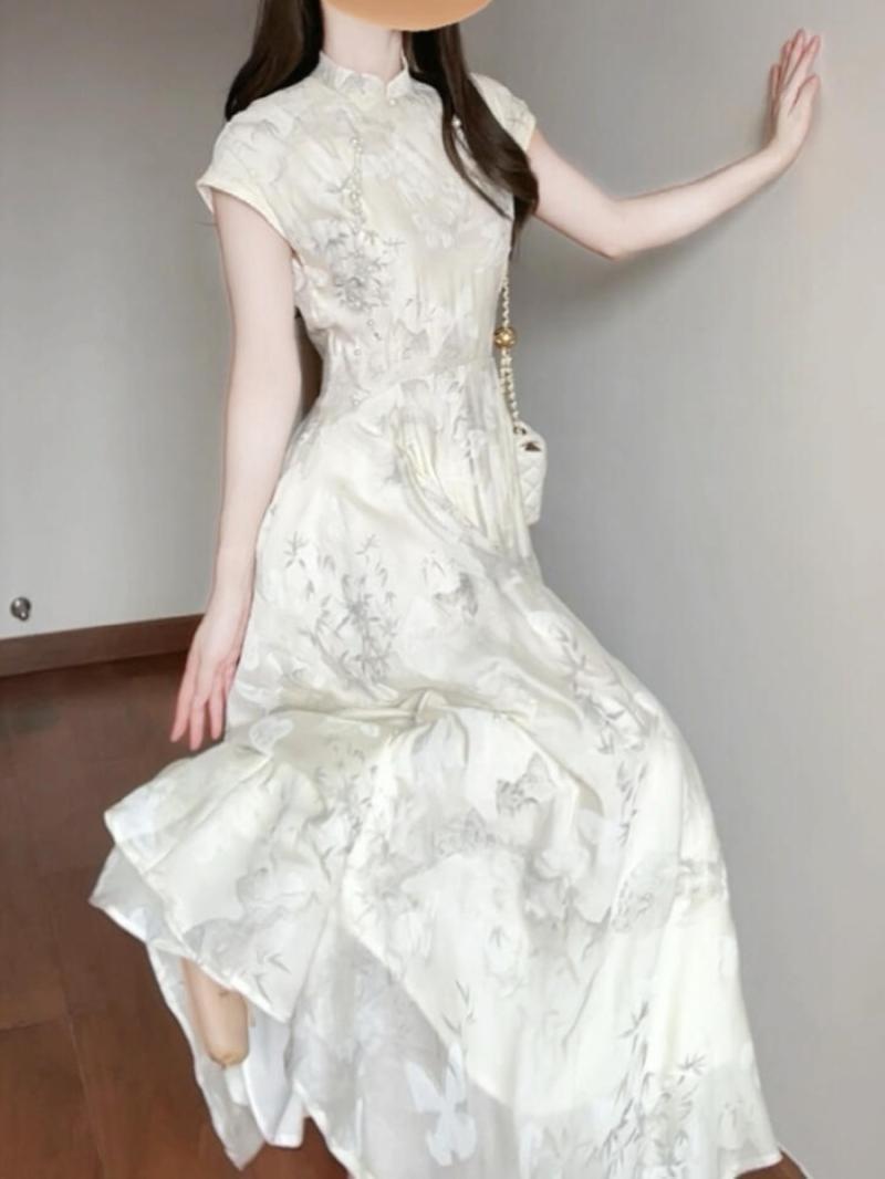 A new Chinese-style cheongsam dress that covers the belly and makes one look slimmer, a high-end and exquisite summer dress for women pic 2