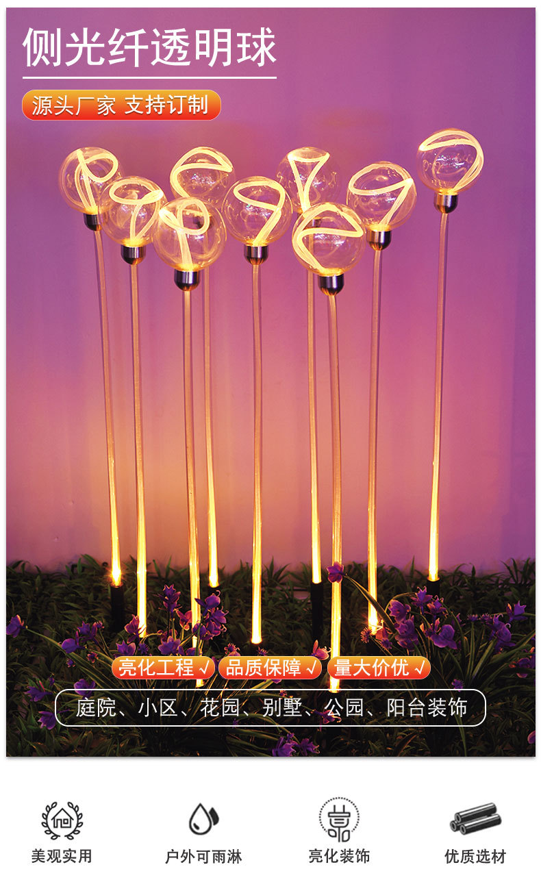 侧光纤透明圆球地插灯芦苇灯户外庭院装饰彩灯防水美陈亮化草坪灯详情1