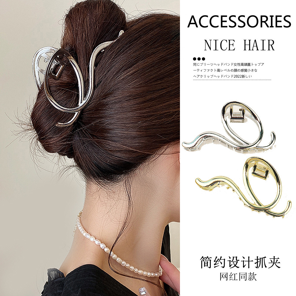 2023新款高级感金属抓夹字母Q几何发夹轻奢冷淡风夹子头饰发夹详情1