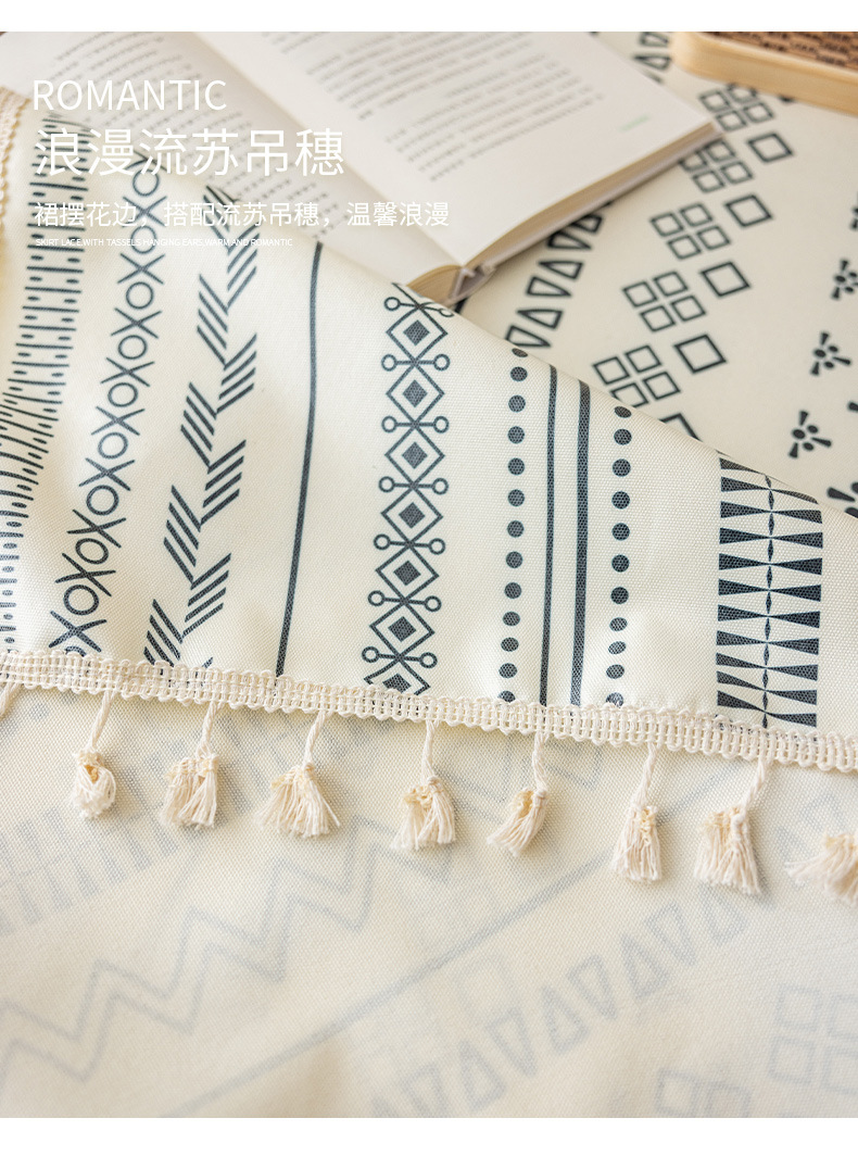 免洗棉麻波西米亚桌布 长方形流苏民族风艺术布艺 防水防油餐桌布 民宿装饰用品 其他分类详情7