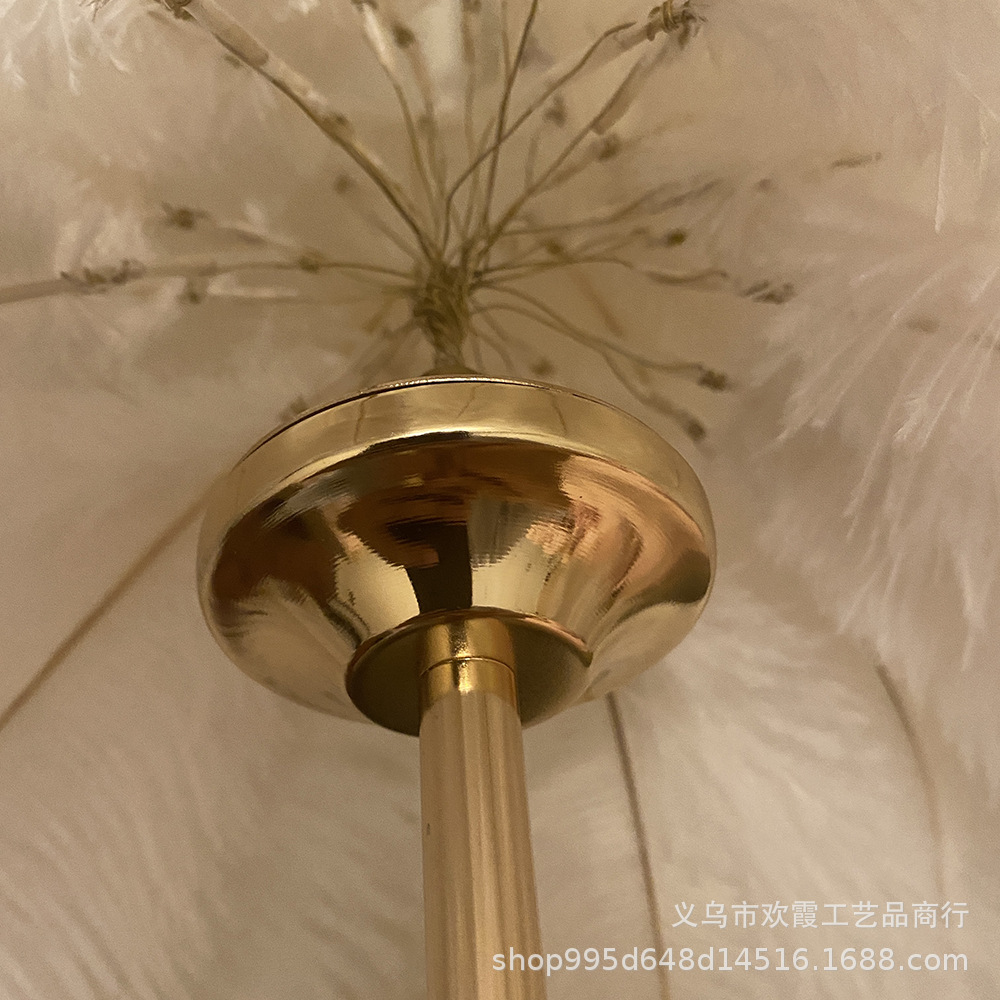 Rechargeable ostrich feather desk lamp, bedroom bedside lamp, creative Nordic light luxury romantic night lamp, warm decorative desk lamp pic 9