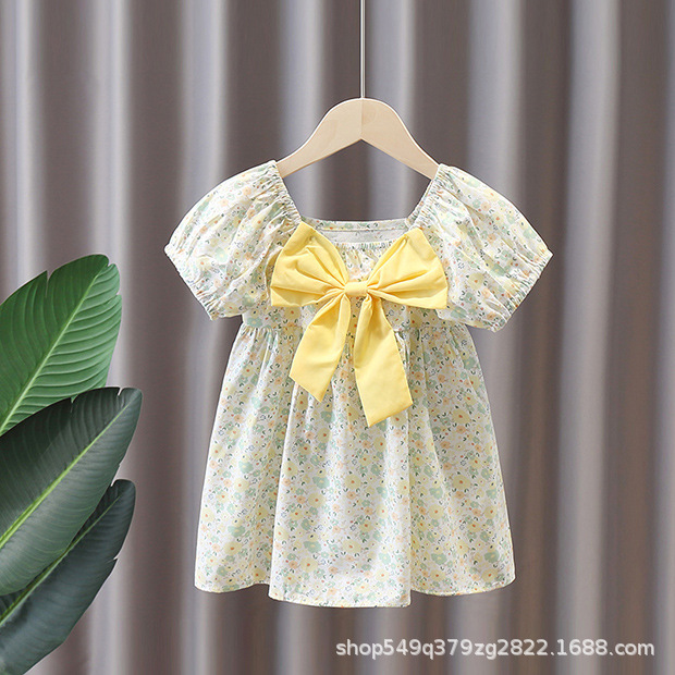 Niña vestido verano algodón floral manga burbuja niño princesa vestido verano mujer bebé vestido de verano falda manga corta pic 11