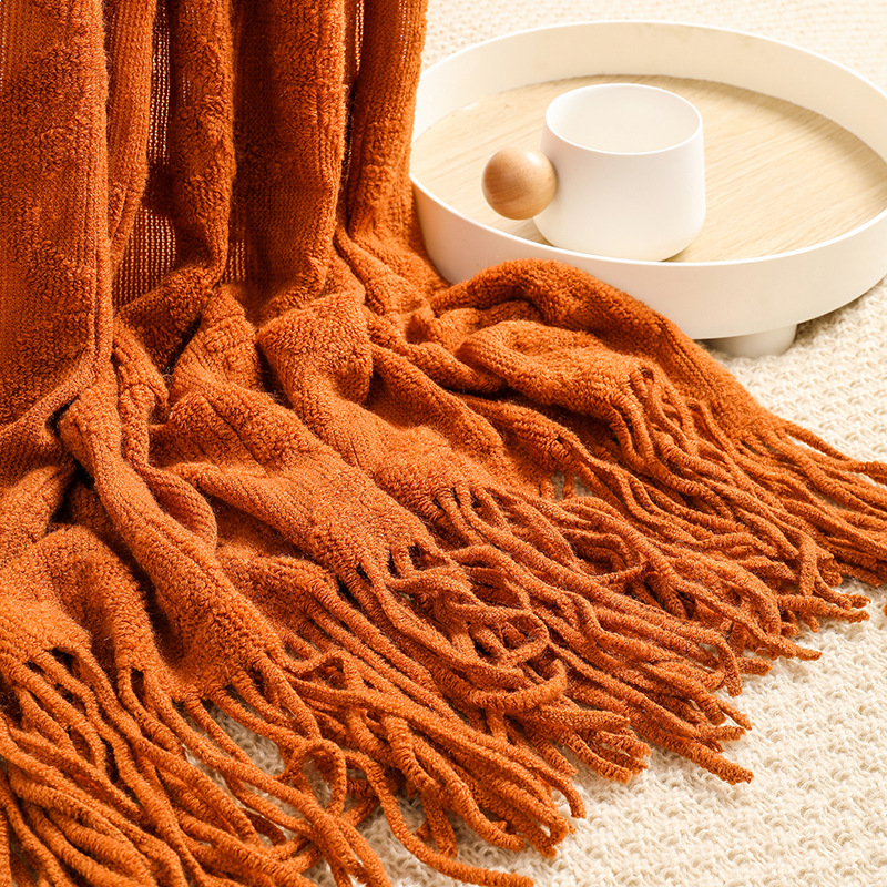 Sofa blanket, cover blanket, knitted blanket, office nap blanket, jacquard loop small blanket, American-style lap blanket, thread blanket pic 6