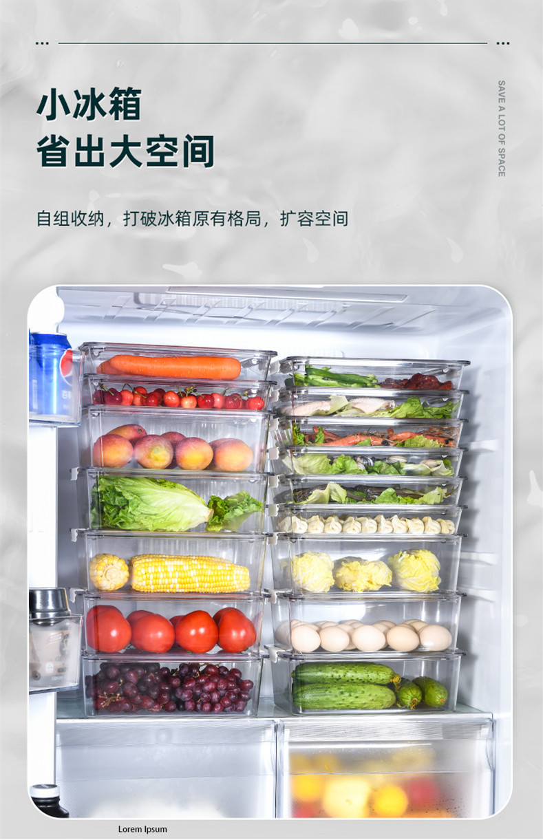 鸡蛋生鲜水果饺子盒冷冻食品级收纳盒PET家用厨房冰箱透明保鲜盒详情2