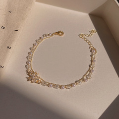 韩版ins风双层花朵锆石手链女小众设计高级感珍珠手串手饰品批发详情2