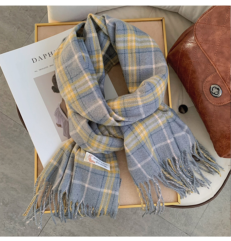 围巾女冬季高级感格子冬天爆款2024新款围脖百搭学生加厚保暖批发详情9
