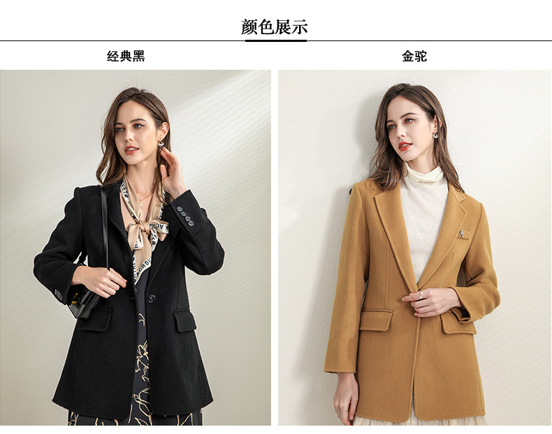 OL style workwear for ladies, waist-cinching and slimming woolen small suit, one-button double-sided woolen suit jacket, European and American style overcoat pic 5