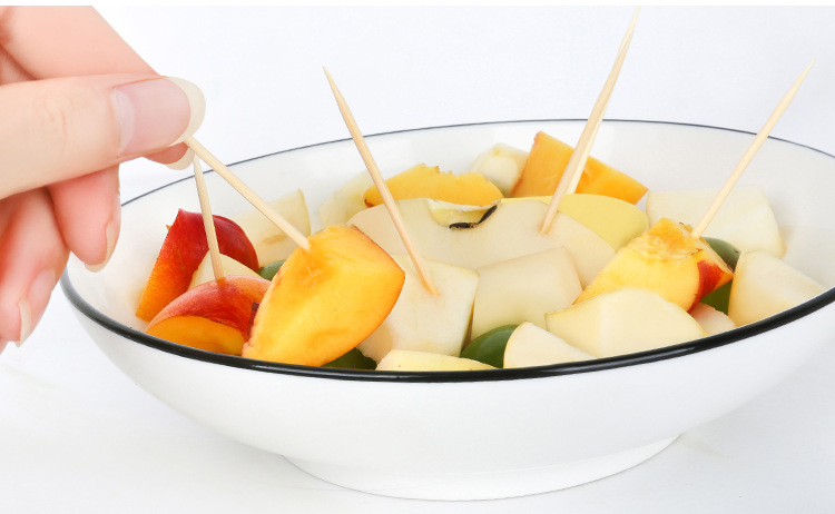 Bulk sale of disposable bamboo picks, family-sized double-headed pointed fruit toothpicks, eco-friendly hotel and restaurant disposable toothpicks pic 3