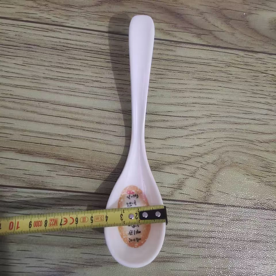 205 Auspicious spoon for Eating, long-handled melamine spoon with hook, resin spoon, plastic spoon, imitation porcelain spoon, restaurant tableware pic 3