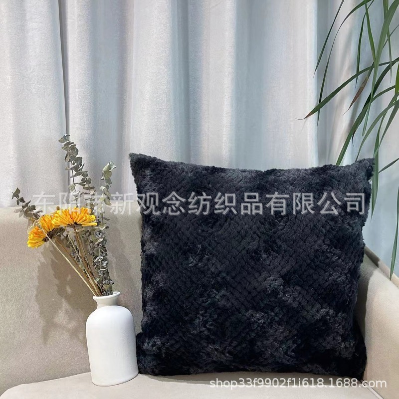 New plush sofa pillowcase, solid color simple wavy short fur pillow cover, yellow pillowcase wholesale pic 22