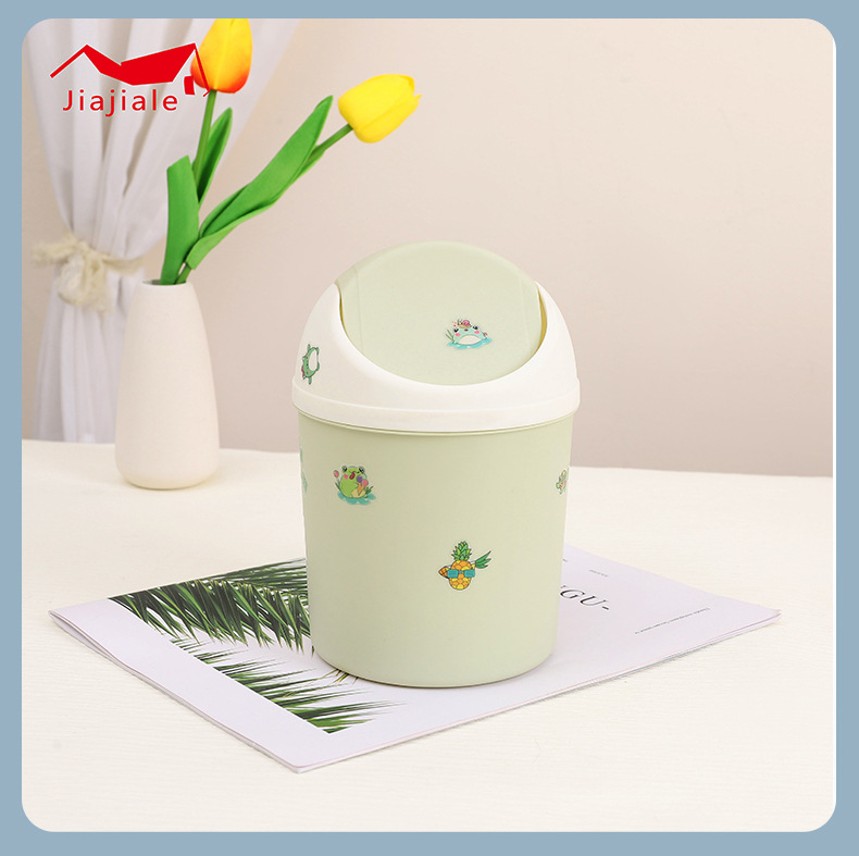 桌面垃圾桶小巧可爱迷你创意卡通多功能笔筒家用塑料送DIY贴纸详情7