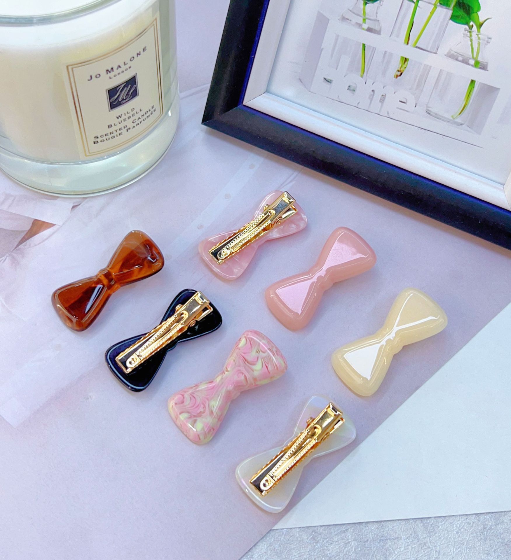 清新甜美简约醋酸加厚可爱蝴蝶结发夹边夹刘海夹发饰女详情2