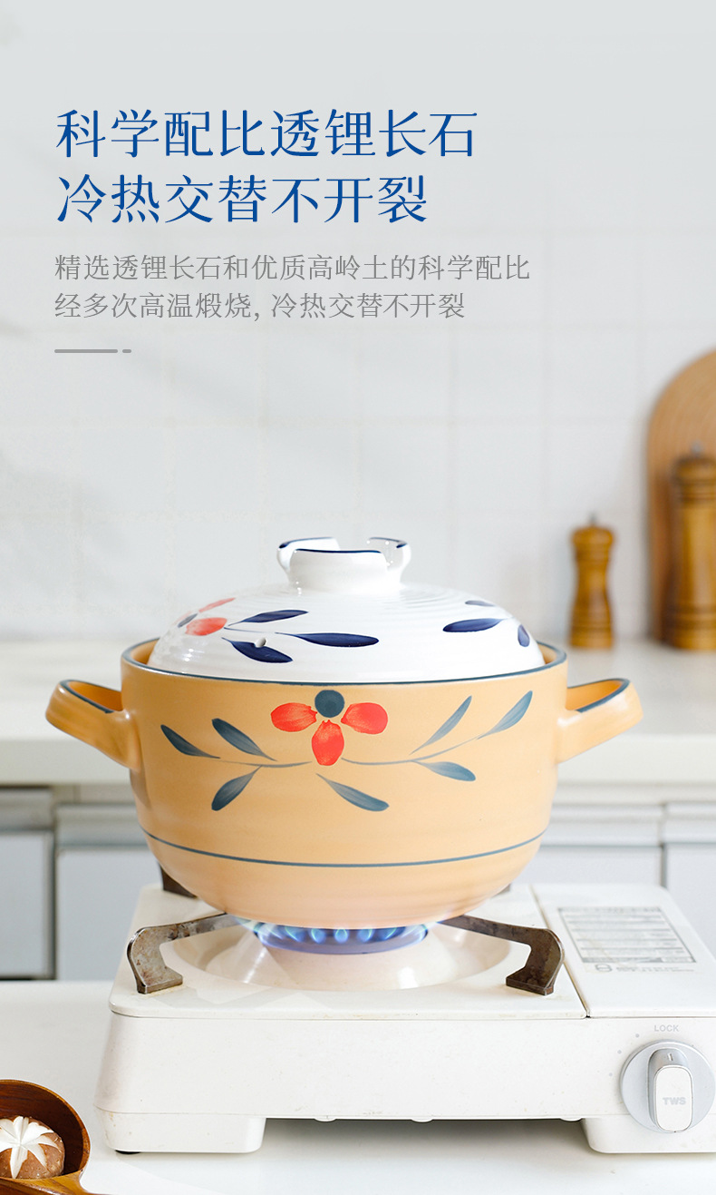 Retro clay pot stew pot for making soup, household open flame high-temperature resistant gas stove, special ceramic Japanese-style clay pot and tile pot pic 10