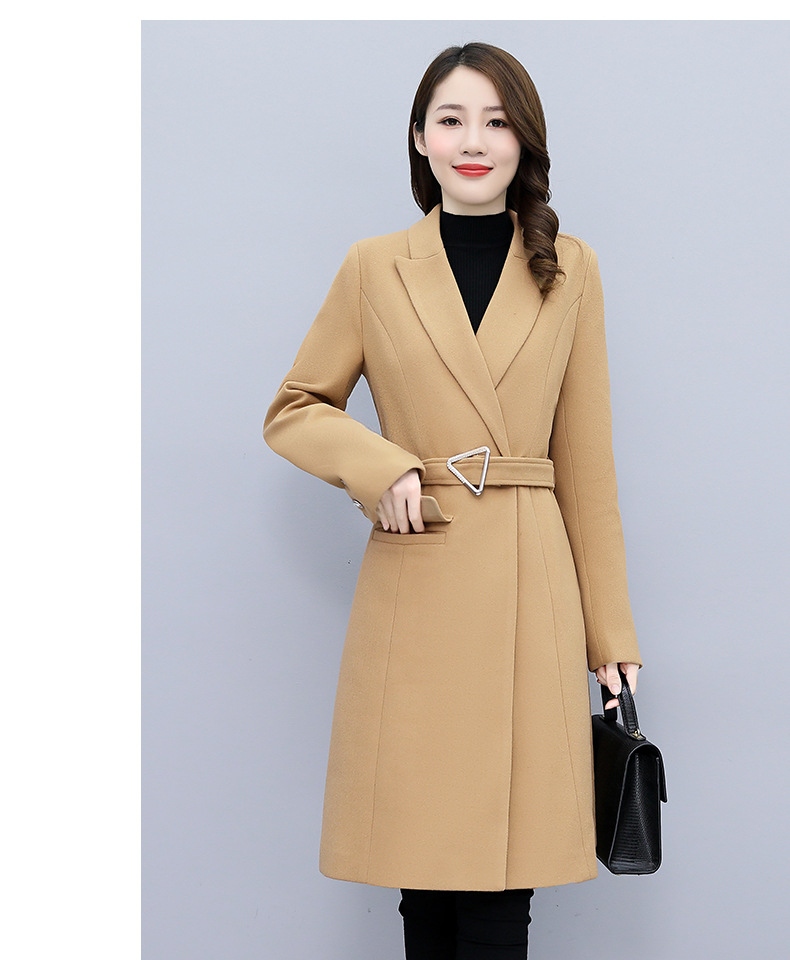 High-end woolen coat for women, mid-length, 2021 autumn/winter new style, fashionable and elegant, a slimming and form-fitting woolen coat for socialite pic 37