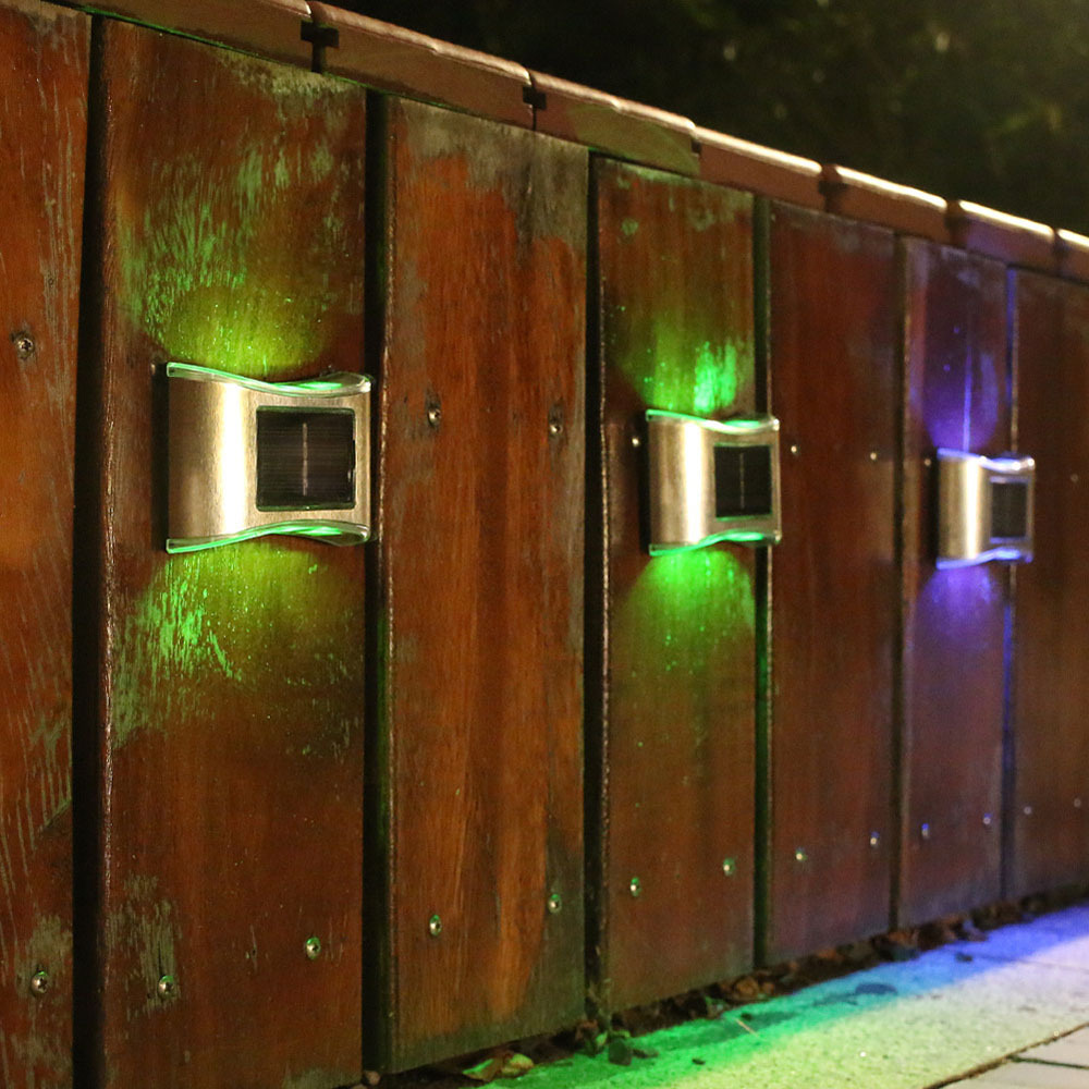 Wholesale of solar stainless steel wall lamps with 6LED upper and lower luminous fence lights, waterproof outdoor courtyard garden decorative lights pic 6