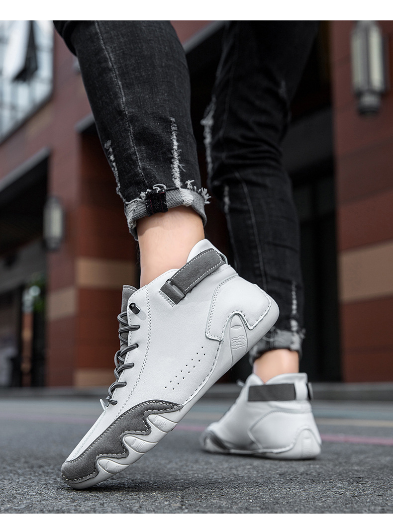 跨境独立站爆款女士马丁靴时尚拼色情侣鞋男女大码高帮休闲鞋短靴详情18