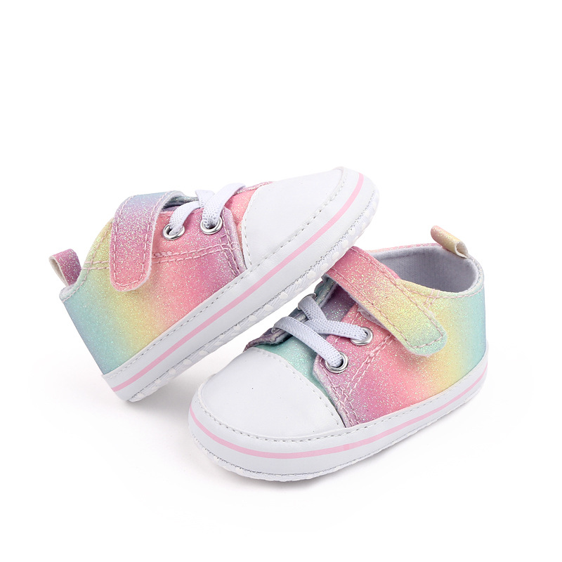 New colored canvas baby shoes with anti-slip soft soles and glitter pink for toddlers aged 0-1, wholesale 2790 pic 10
