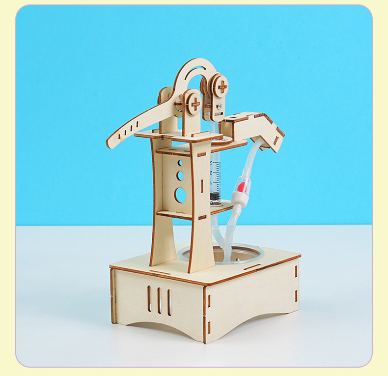 diy hand-pressed water pump well model, student science and technology small project, lever principle, science experiment, frontiers of science education pic 12