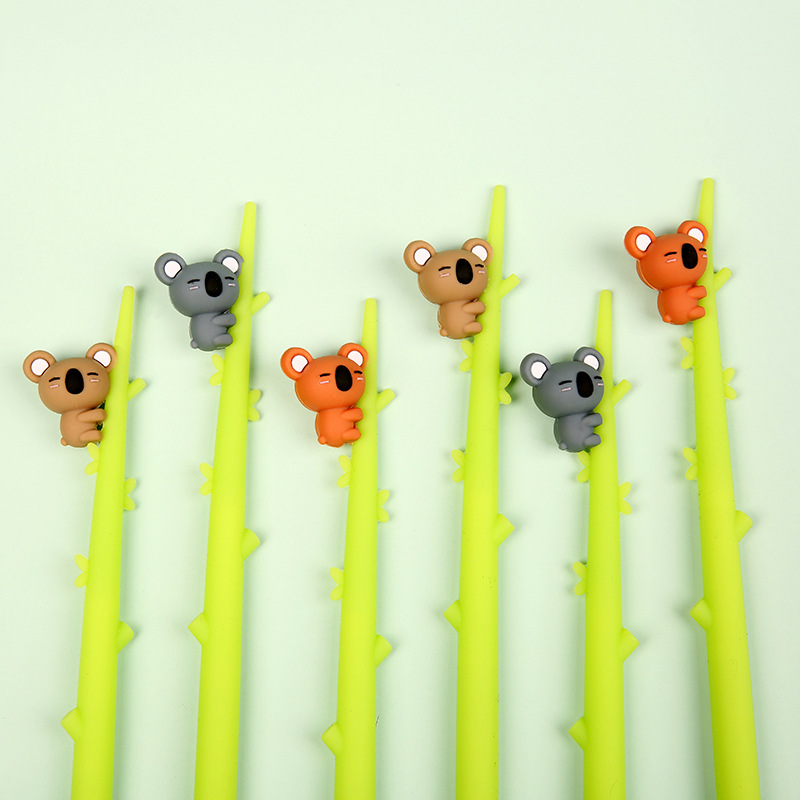 Nuevo creativo lindo papelería pluma koala holder rama estudiante pluma neutral silicona dibujos animados personalizado fabricante al por mayor pic 11