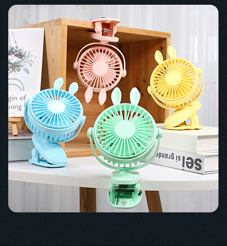 新品卡通夹子桌面小风扇USB充电可夹床头风扇车载灯光迷你风扇详情4