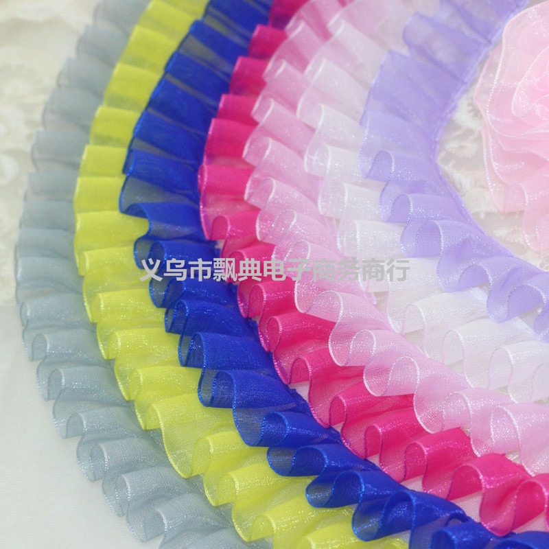 2.5cm服装辅料多色雪纱带百褶皱蕾丝花边带diy童装手工花边辅料详情5