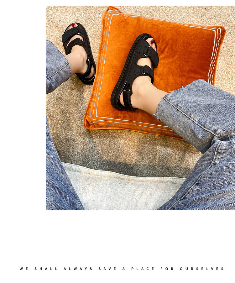 2024夏季新款小香风魔术贴厚底休闲运动凉鞋百搭平底沙滩罗马女鞋详情7