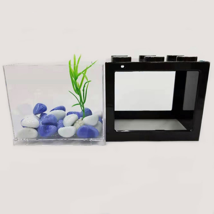 水族塑料鱼缸积木小款六色桌面造景鱼缸透明摆件小鱼生态缸详情27