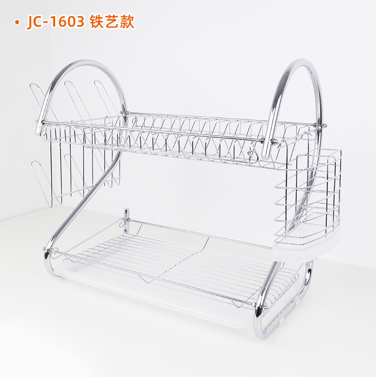 不锈钢碗碟沥水架家用放餐具筷子厨房置物架多功能台面双层收纳架详情14