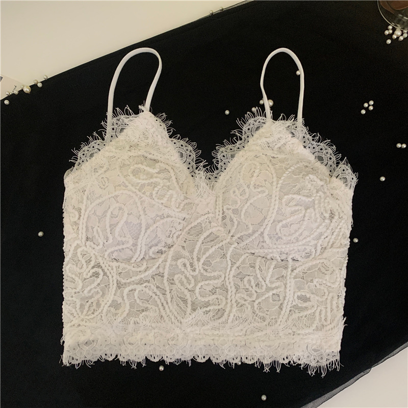 French lace halter top for women, the same summer design style as the hot girl Wenwen, and strapless top for the outside on Instagram pic 12
