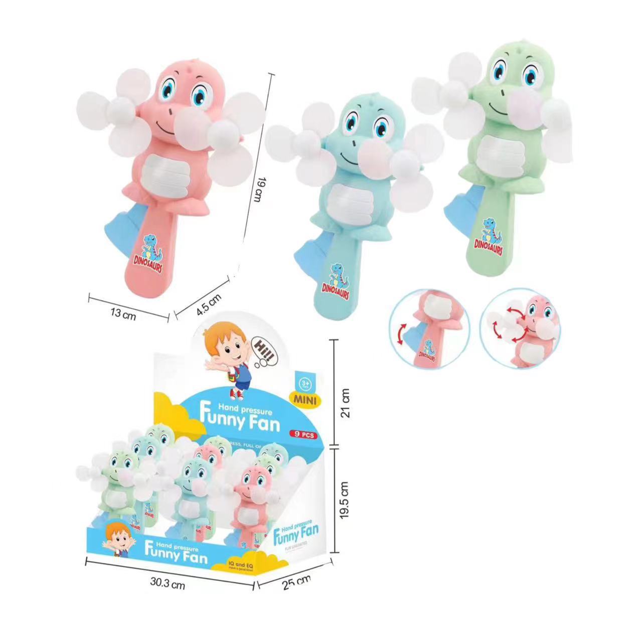 新款双头恐龙手压风扇迷你卡通手压风扇混装儿童礼品玩具详情2