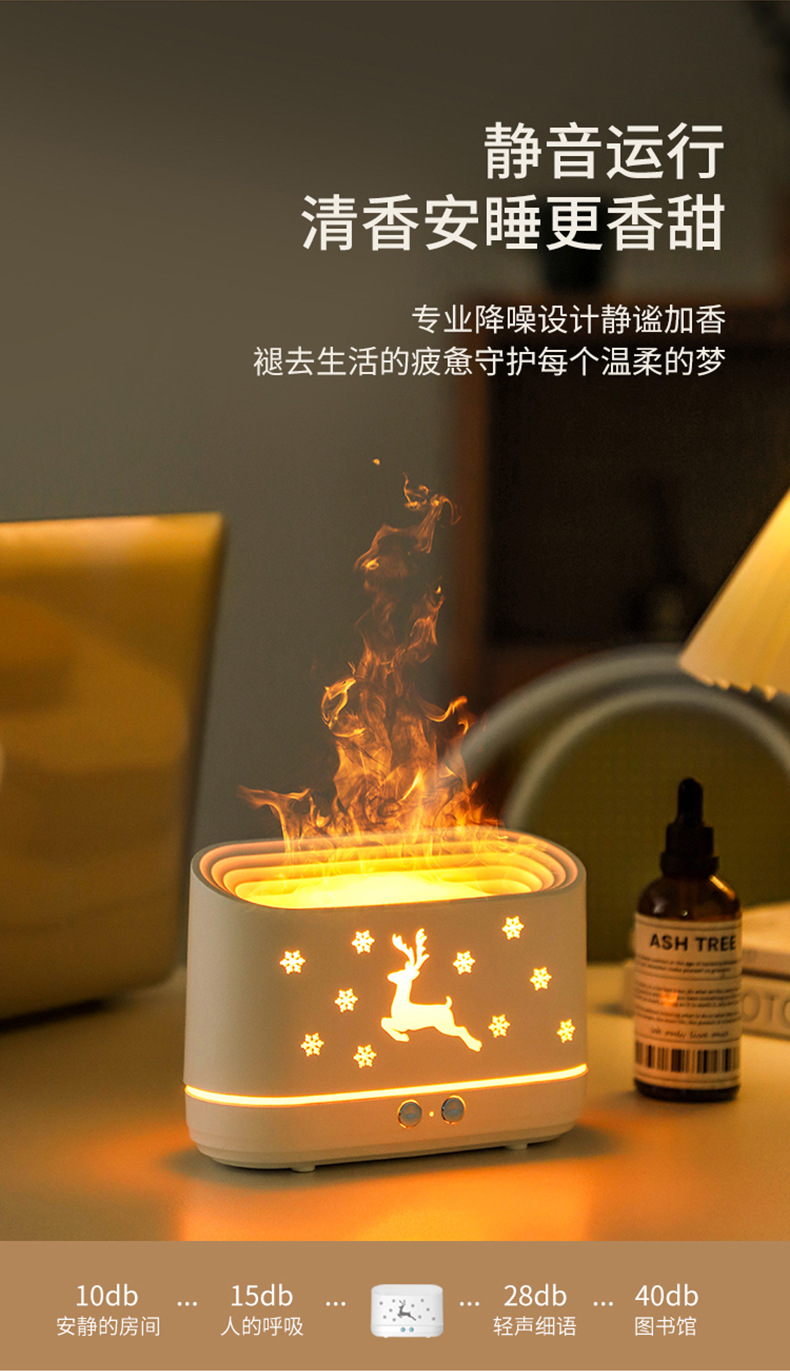 新款火焰香薰机小鹿造型加湿器桌面补水仪圣诞节香薰机详情14