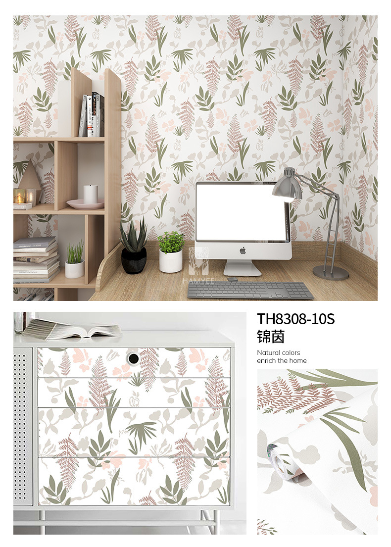 跨境加厚花卉墙纸PVC壁纸自粘卧室装饰防水墙布自贴批发wallpaper详情23